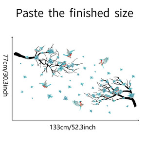 Adesivi da <span class=keywords><strong>parete</strong></span> in PVC rimovibili impermeabili per <span class=keywords><strong>albero</strong></span> rami fiori uccelli TV sfondo per camera da letto - Product Image 6