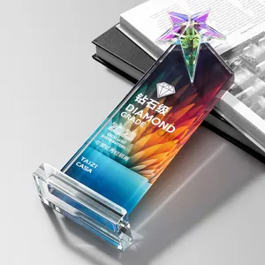 Troféu de cristal em branco personalizado para eventos esportivos, troféu de cristal estrelado 3D gravado a laser com base para eventos esportivos, atacado
