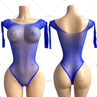 ELITES Filet de pêche pour femmes Festival Rave Outfit Rhinestone Stripper Outfits Exotic Dance Wear