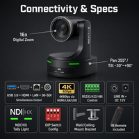 Kamera 4K Ultra HD PTZ NDI HX3 60fps 12/20X Optical Zoom AI Auto Tracking PoE/SDI/USB/IP Sistem Konferensi Streaming Langsung Peredam Kebisingan