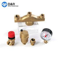 D&R Auto Vanne de purge d'air 3/8 po, Vanne de sécurité de décharge de pression 1/2 po, Kits de sécurité pour chaudière en laiton DN25 avec manomètre pour système de plomberie