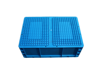 Caisse de rangement rigide en plastique Euro Standard avec couvercle attaché, grise/bleue, empilable, personnalisable pour le déménagement