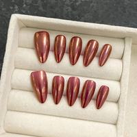 Design 1701-1800 Collection Prêt à Expédier Presse à Amande Courte de Luxe sur les Ongles Vente en Gros à la Main 10pcs Acrylique Gel Souple Presse Ons