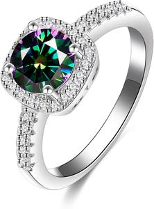 Anillo de Compromiso de Moissanita para Mujer, Color D, Claridad VVS1, Plata S925 con Baño de Rodio, Estilo Clásico, Anillos de Promesa y Eternidad - Product Image 4