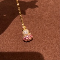 Collier vintage en forme de gourde serti de diamants et rubis, design 3D tendance, chaîne de clavicule