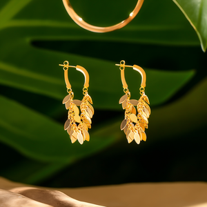 Pendientes de Moda Estilo Bohemio, Chapados en Oro PVD, Acero Inoxidable 316L, Diseño de Hoja Resistente y Sostenible, para Fiesta - Product Image 3