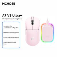 Mchose A7 V3 PRO/Ultra Tri Mode Wireless Gaming Mouse 54g Cangkang Paduan Magnesium Ringan PAW3950Ti 42000DPI 8K Polling Rate
