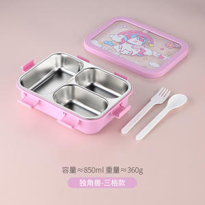 Toptan Özelleştirilmiş Renkli 3 Bölmeli Plastik Gıda Saklama Kabı Çocuklar İçin Çorba Kaseli Paslanmaz Çelik Beslenme Kutusu Bento - Product Image 4