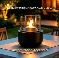 Cheminée de table en métal OEM, brûleur sans fumée, cheminée à l'éthanol pour S'mores, ensemble cadeau, foyer de table en gros conforme à la norme ASTM F3363