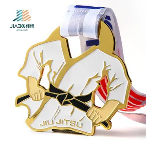 Toptan ucuz özel çinko alaşım emaye spor özel Taekwondo Metal Medall spor madalyaları ve kurdeleler Judo madalyası