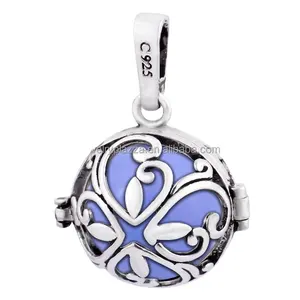 mexican bolas flower pendant with stone bali harmony cage pregnant bolas jewelry 18mm