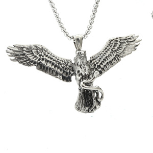 Collar con Colgante de Águila en Acero de Titanio, Moderno, Plateado y Negro, Joyería de Regalo para Hombres, Mujeres, Parejas y Estudiantes - Product Image 1