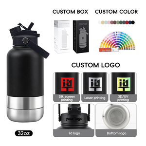 Botol Minum Anjing Stainless Steel 3 in 1 dengan Sedotan, Logo Kustom, Portabel, Dinding Ganda Terisolasi, Kapasitas 32oz - Product Image 4
