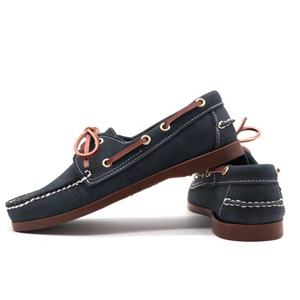 <span class=keywords><strong>Chaussures</strong></span> <span class=keywords><strong>bateau</strong></span> pour hommes en cuir véritable <span class=keywords><strong>nubuck</strong></span> naturel bleu marine, style rétro, authentiques, originales, avec deux œillets et semelle en caoutchouc - Product Image 5