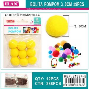Boule de pompon Ilan 3,0 cm jaune, fournitures d'artisanat - Product Image 3