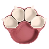 Assiette divisée en silicone pour bébé avec compartiments mobiles, de qualité alimentaire, en forme de pétale, réutilisable, vaisselle pour enfants