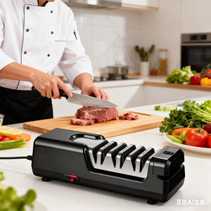 <span class=keywords><strong>Aiguiseur</strong></span> de <span class=keywords><strong>couteaux</strong></span> électrique multifonctionnel 110V 220V à revêtement diamanté à double roue forte puissance - Product Image 6