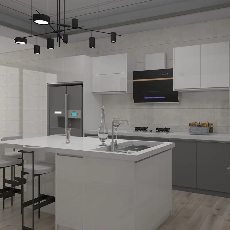 Piccolo armadio da cucina semplice e moderno disegno della cucina