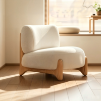 Fauteuil simple pour balcon et salon, design moderne et minimaliste, en bois massif finition naturelle, idéal pour maison d'hôtes, espace lounge et réception.