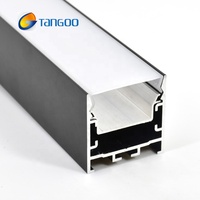 Profilé en aluminium noir double couche 35 mm pour LED avec diffuseur opale et couvercle de lampe micro-prismatique