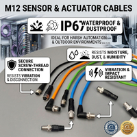 Câble de capteur M12 mâle-femelle étanche IP67 IP68 personnalisé 3 5 6 12 17 4 8 broches pour l'automatisation industrielle
