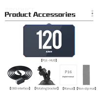 HUD P16S para Auto con Diagnóstico OBD, Medidor de Temperatura del Agua y Voltaje, Pantalla Digital de Consumo de Combustible, Accesorios para Coche, Velocímetro