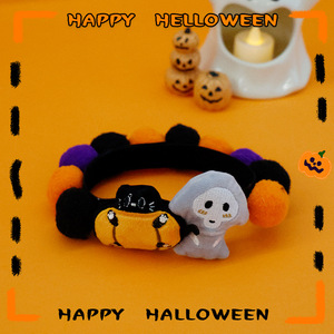 Carino sciarpa per cani fantasma di zucca e palla di peluche per accessori per gatti collare a sfera per animali domestici di Halloween per oggetti fotografici in stile personaggio della festa - Product Image 6