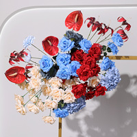 Guirlande de fleurs artificielles bleues et rouges de style coréen pour mariage, allée centrale, toile de fond et décoration de table de fiançailles