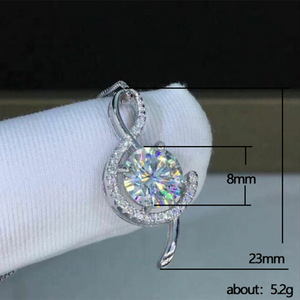 Collier avec pendentif note <span class=keywords><strong>de</strong></span> musique en zircone cubique pour femme, 23 mm, clé <span class=keywords><strong>de</strong></span> violoncelle en laiton plaqué or blanc, or blanc - Product Image 3