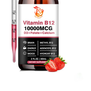 OEM Private Label <b>Vitamin</b> B12 <b>Liquid</b> Drops with <b>Vitamin</b> D3 & B12 Support Healthy Brain Promote Cell Regeneration Drops - Product Image 1