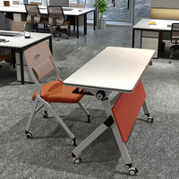 Table de conférence pliable de haute qualité au design moderne, avec structure en métal inoxydable, hauteur réglable, pour l'école, le bureau et la formation