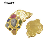 WT-P2009 plus récent Design magnifique Multi pierres précieuses naturelles dos complet 18K plaqué or pendentif à breloque pour les femmes fabrication de bijoux