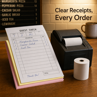 Rouleau de papier autocopiant perforé 76x76mm pour reçus de restaurant, image claire, multi-usages