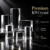 Bloc de cristal K9 vierge de qualité supérieure, fabriqué par HBL, cube en verre transparent pour gravure laser personnalisée, idéal pour les souvenirs et cadeaux.