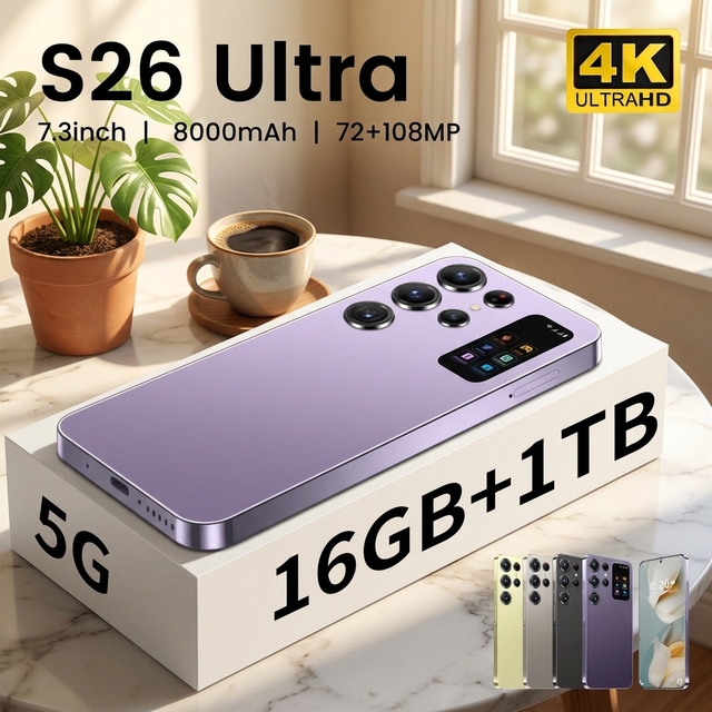 Highly Recommend S26 Ultra 5G Dual SIM Unlocked Phone 16GB+1TB Android 14 Wholesale Smartphone