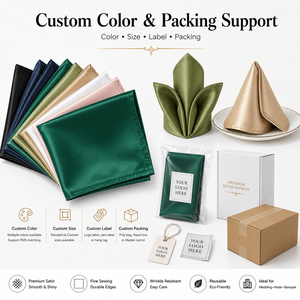 Serviettes en tissu satiné polyester carrées imprimées modernes réutilisables en gros, 20x20 pouces, pour la décoration <span class=keywords><strong>de</strong></span> tables <span class=keywords><strong>de</strong></span> mariage, banquets et hôtels - Product Image 3