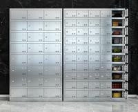 Casier de cuisine moderne en acier pour le personnel Casier en métal à 24 portes Armoire de rangement pour assiettes en acier inoxydable