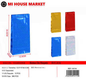 Borsa per Vino con Motivo a Fiocco di Neve, 7 Pollici, in Plastica, Elegante Confezione Regalo - Product Image 1