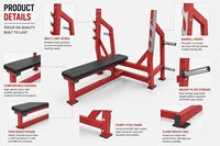 MRD Commercial Flat Bench Press Machine Barbell Bench Rack Chest Strength Training Weight Lifting Gym Fitness Equipment Safety
