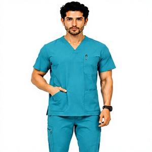 new 2 piece jogger scrub <b>set</b> for men breathable spandex <b>doctor</b> nurse hospital medical uniform logo comfortable durable - Product Image 1