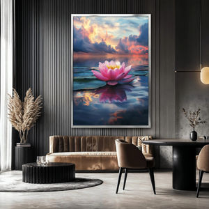 Dipinto su Tela di Fiore di Loto Rosa, Nettare di Pace, Decorazione Murale per Sala Yoga, Regalo Naturale e Sereno per Arredamento Casa - Product Image 3