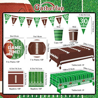 Ensemble de vaisselle jetable en papier personnalisable, écologique, pour fête d'anniversaire sur le thème du Super Bowl, du rugby et du football américain, 14 ans et plus