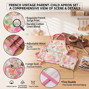 Juego de <span class=keywords><strong>Delantales</strong></span> <span class=keywords><strong>Personalizados</strong></span> de Estilo Vintage Francés con Estampado Floral para Madre e Hija, <span class=keywords><strong>Delantales</strong></span> de Cocina de Lona de Algodón con Bolsillos - Product Image 3