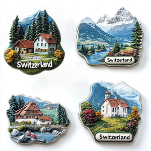 Aimants de réfrigérateur 3D en métal, souvenirs imprimés UV des monuments touristiques de Suisse, best-sellers - Product Image 6