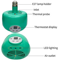 Lampe chauffante 220V 300W pour poussins, lumière chaude pour animaux, volailles, bétail, reptiles, boîte de contrôle de température, lampe chauffante