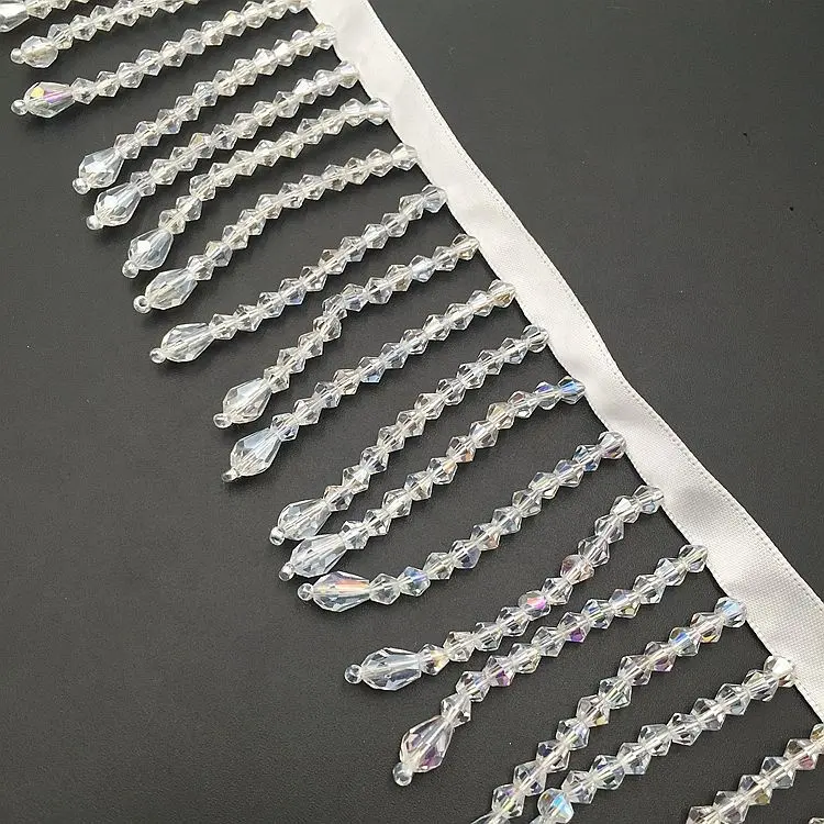 Хрустальная подвеска из бисера, кружевная отделка, кисточка ручной работы, бахрома для сцены, одежды, домашняя занавеска