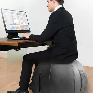 人間工学に基づいたオフィスチェアシートボールには、オフィス用滑り止め安定性シッティングフィットネスボール用のハンドポンプ75 cmグレーが含まれています