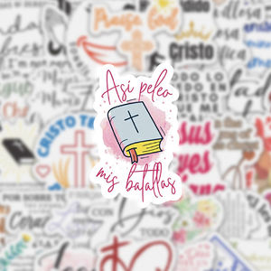 สติกเกอร์ข้อพระคัมภีร์แบบกันน้ำ 50 ชิ้น เป็นมิตรกับสิ่งแวดล้อม ใช้ซ้ำได้ เคลือบเงา สำหรับตกแต่งไดอารี่ สมุดโน้ต ขวดน้ำ สำหรับชาวคริสต์ - Product Image 1