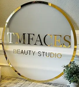 Papan Tanda LED Akrilik Bulat Kustom, Papan Tanda Logo, Papan Tanda Dinding, Tanda 3D Kustom, Lingkaran untuk <span class=keywords><strong>Salon</strong></span> Kuku, <span class=keywords><strong>Salon</strong></span> Rambut, Studio - Product Image 3