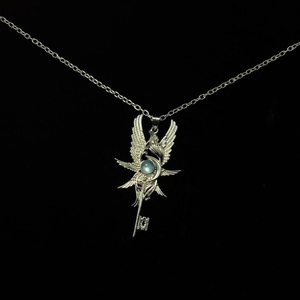 欧美复古月光石天使翅膀吊坠项链时尚简约潮流男女项链配饰 - Product Image 1